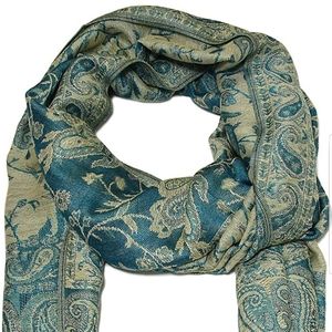 Falari Women's woven pashmina Wrap scarf teal